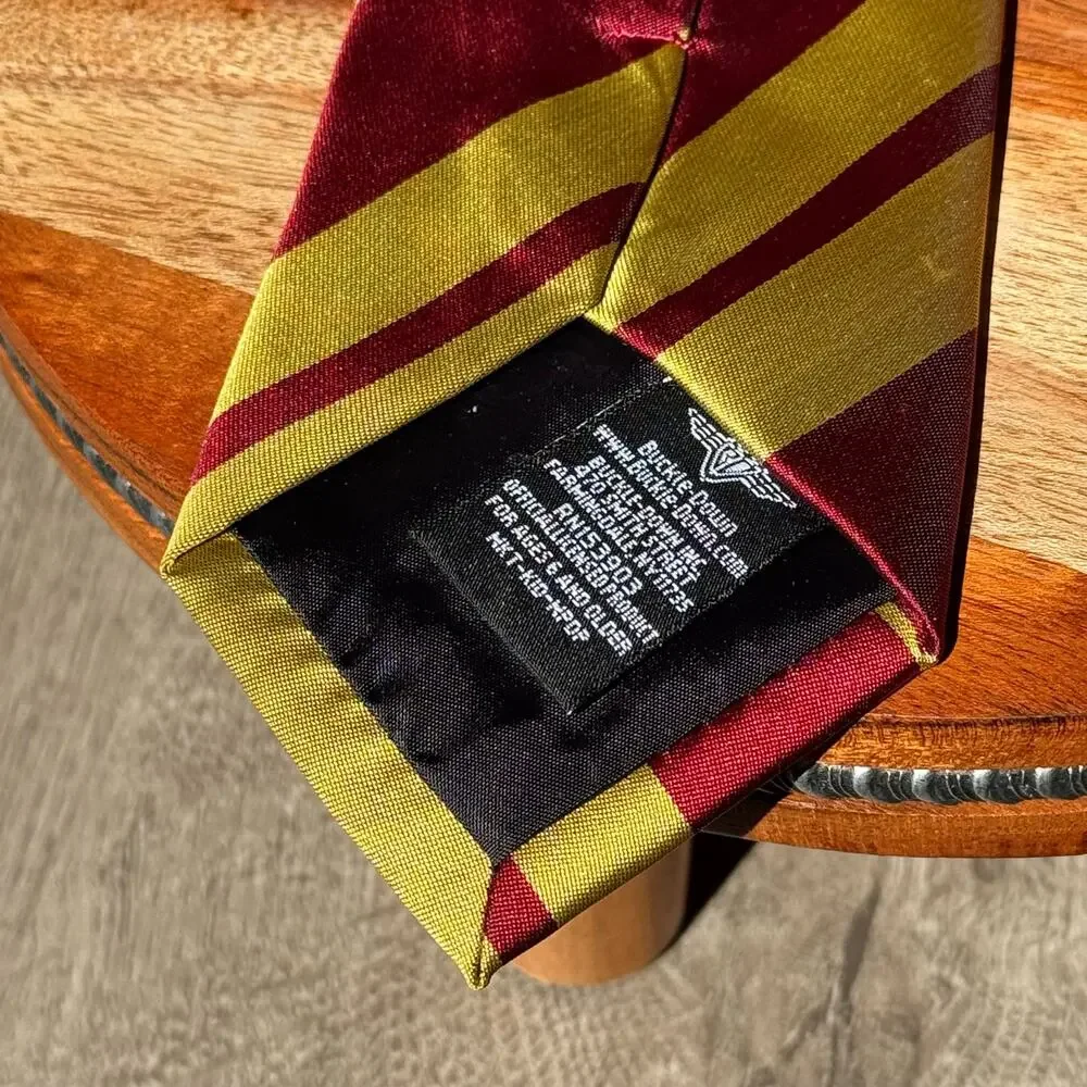 Harry Potter Gryffindor Necktie Burgundy Gold Striped House Crest Warner Bros